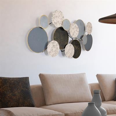 Wise Yuvarlak Metal Tablo, Soyut Desenli Duvar Dekoru, Otel ve Lobi Süsü