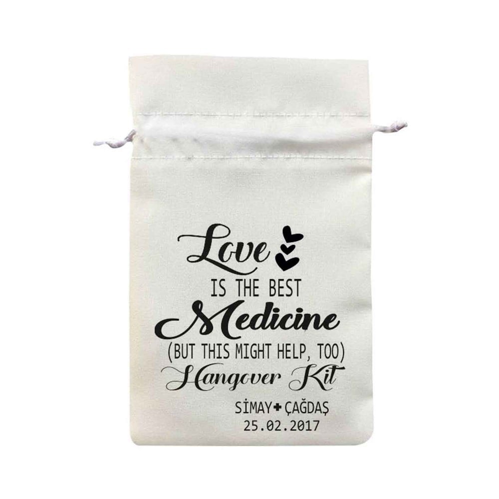 Baskılı Kese Hangover Love is The Medicine Siyah