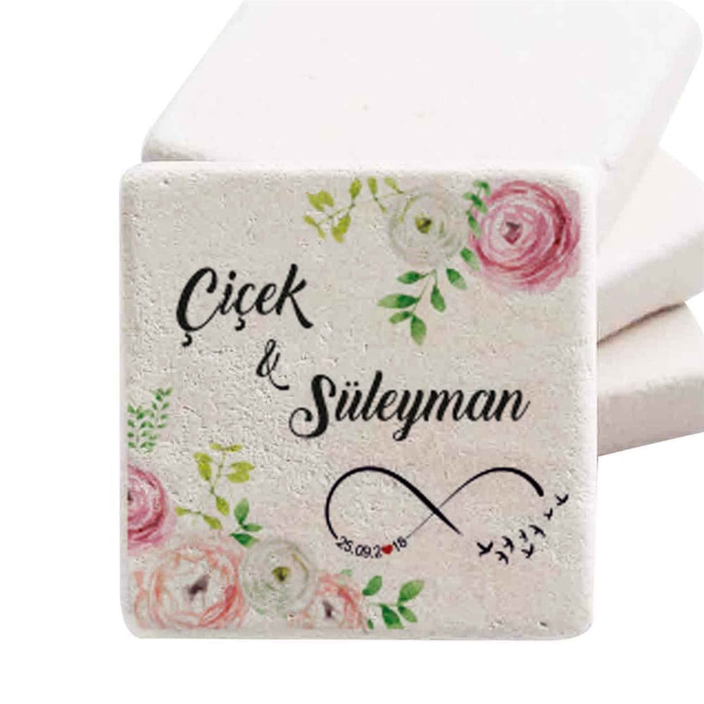 Taş Magnet Nikah Şekeri Nişan Hediyelik Pembe Güller
