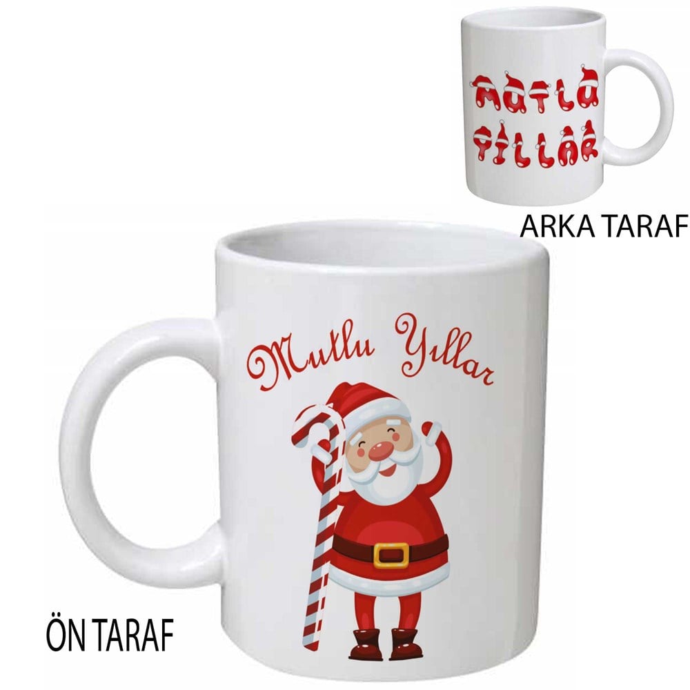 Yılbaşı Hediyesi Kupa Bardak Noel Baba ve Baston Şeker