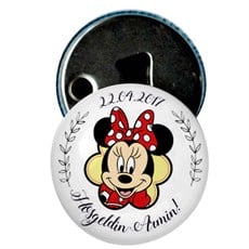 Doğum Günü Hediyelik Magnet Bebek Şekeri Bebek Magnet İsimli Kapak Açacak Minnie Mouse