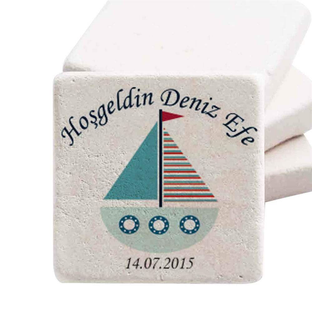 1 Yaş Doğum Günü Partisi Doğal Taş Magnet Pembe Dinazor