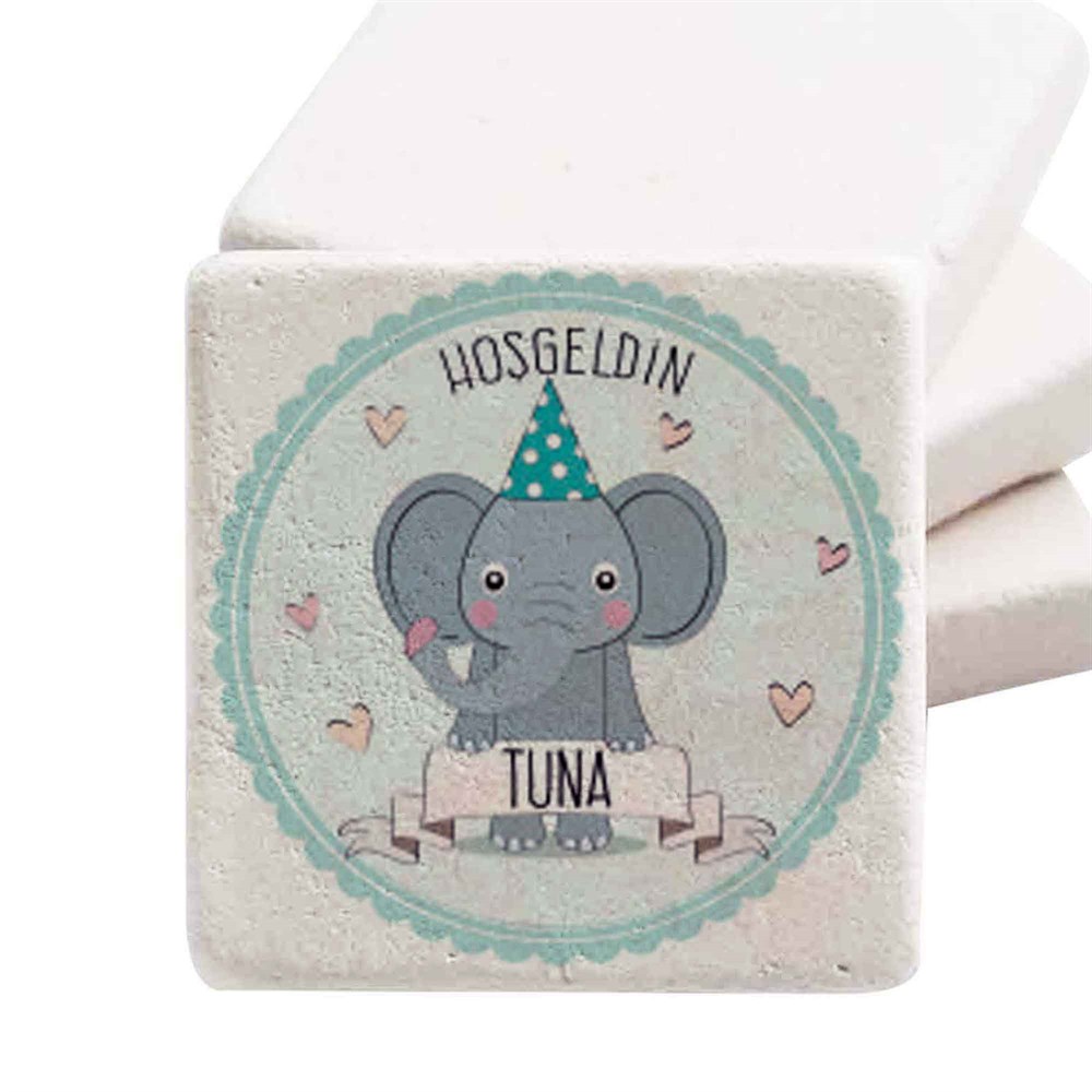Baby Shower Doğal Taş Magnet Biberonunun Arkasından Bakan Bebek
