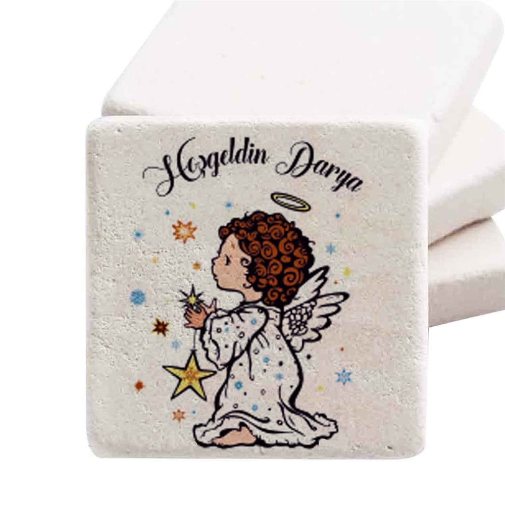 Baby Shower Doğal Taş Magnet Gökyüzünde Uçan Melek