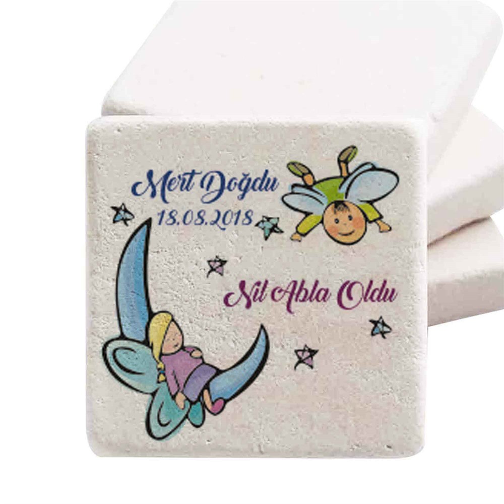 Baby Shower Doğal Taş Magnet Uçuşan Kuş