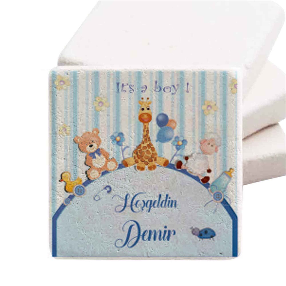 Bebek Şekeri Doğal Taş Magnet Oturan Bebek Ve Askıdaki Oyuncak Ayı