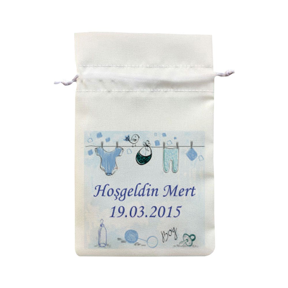 İsim Baskılı Baby Shower Bebek Şekeri Mevlüt İkiz Bebek