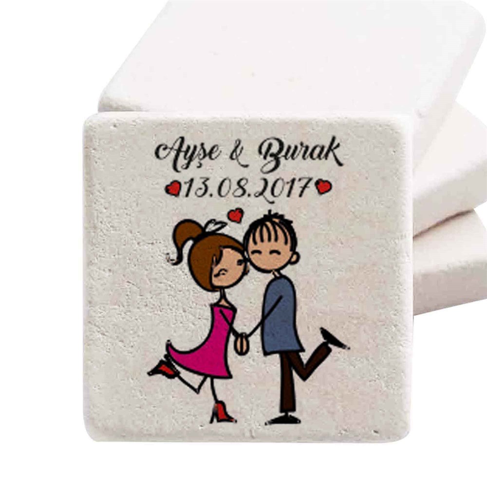 İsim Baskılı Doğal Taş Magnet Aşk Sarhoşu