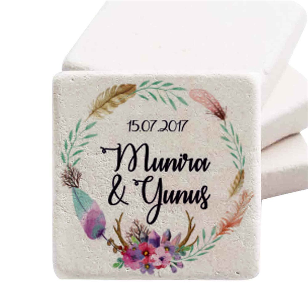 İsim Baskılı Doğal Taş Magnet Aşk Yuvası