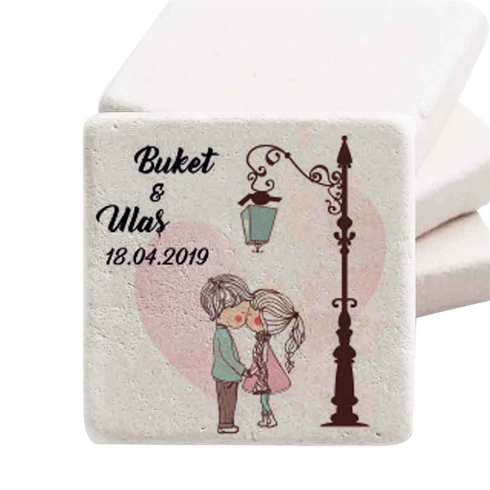 İsim Baskılı Doğal Taş Magnet Evlilik Teklifi