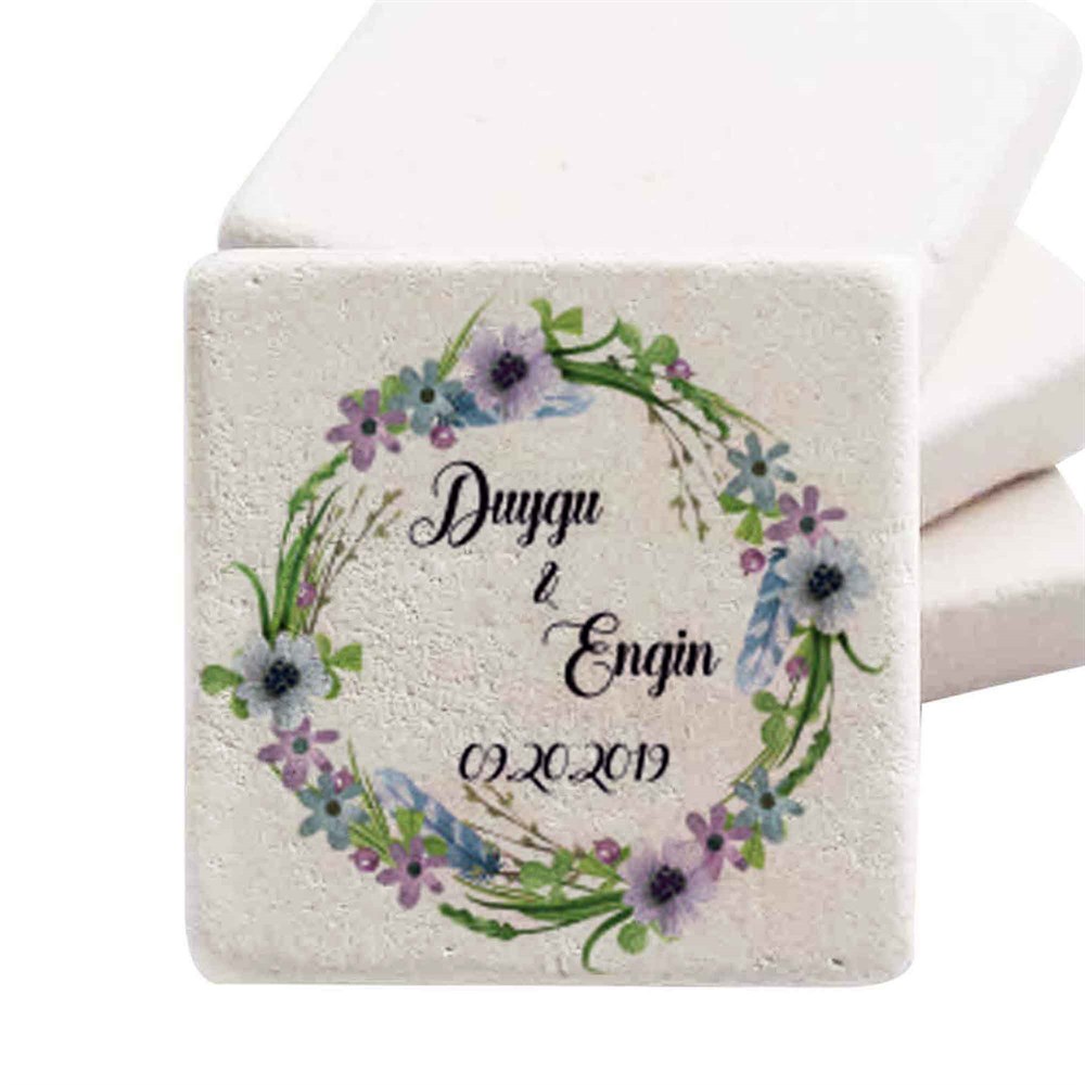 İsim Baskılı Doğal Taş Magnet Kır Düğünü
