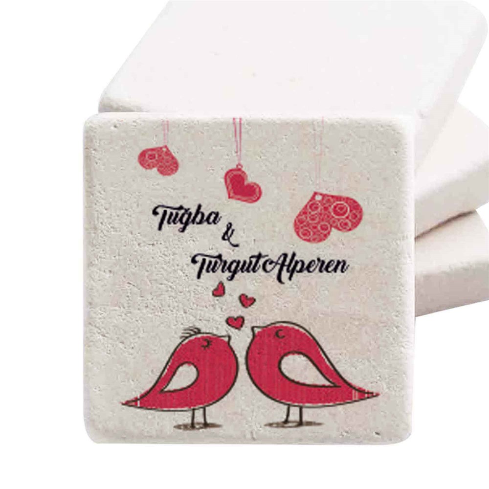 İsim Baskılı Doğal Taş Magnet Kuş Cıvıltısı