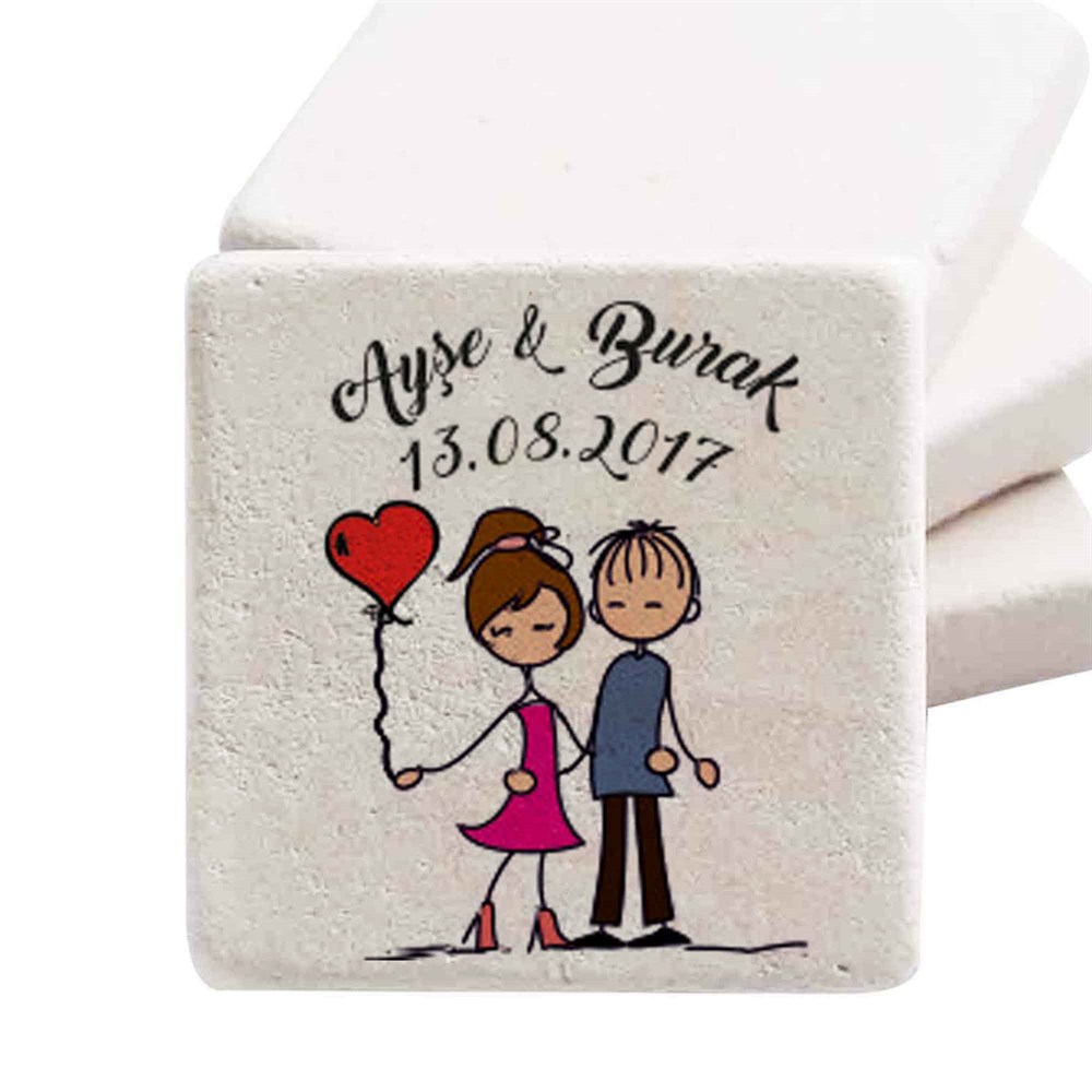 İsim Baskılı Doğal Taş Magnet Mutluluk