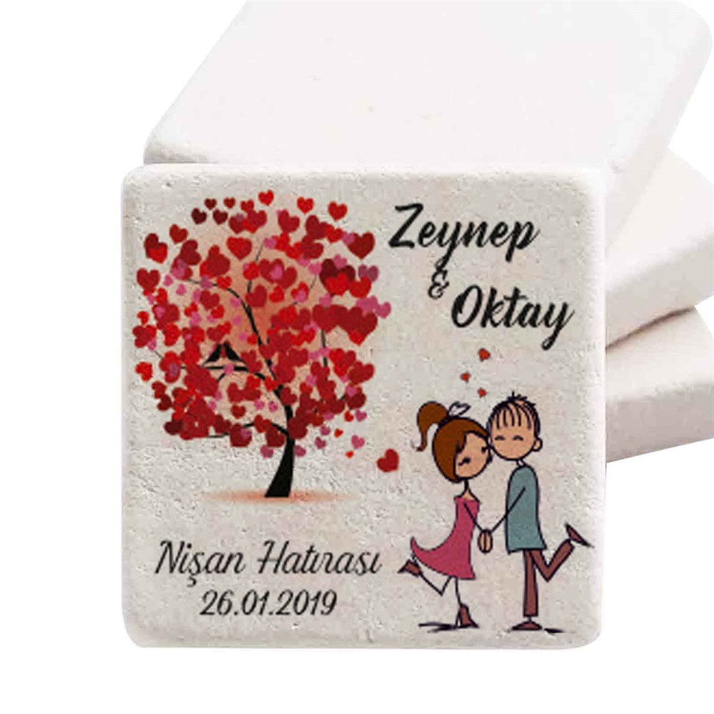 İsim Baskılı Doğal Taş Magnet Mutluluk Bahçesi