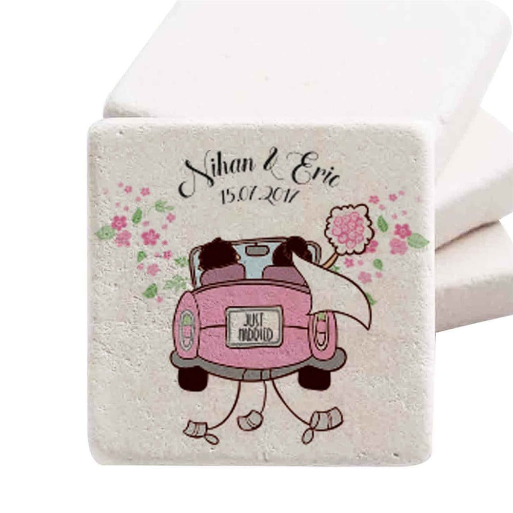 İsim Baskılı Doğal Taş Magnet Pembe Mercedes
