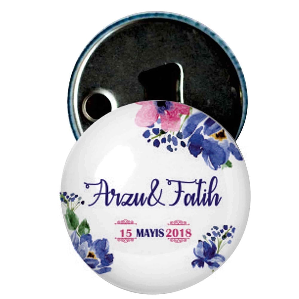 Nikah Şekeri Magnet Açacak Mavi çiçekler