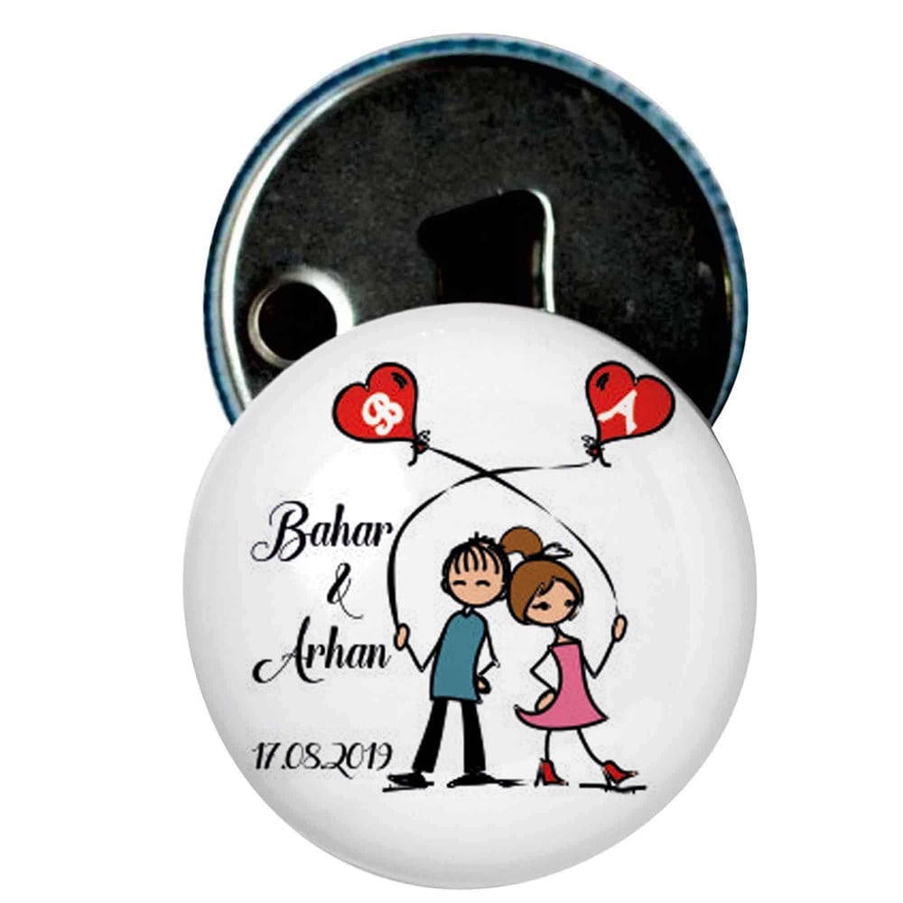 Nikah Şekeri Magnet Kapak Açacak Balonlu Çift