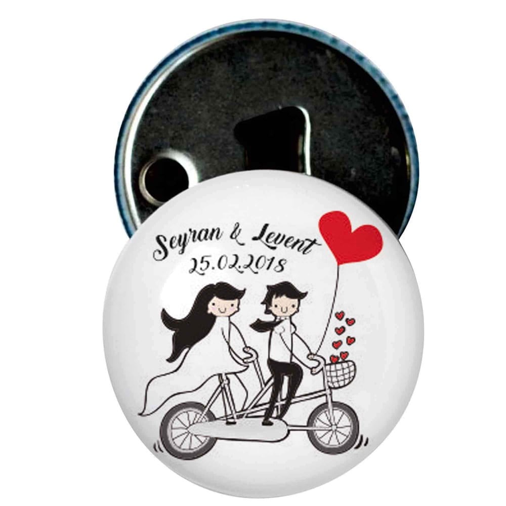 Nikah Şekeri Magnet Kapak Açacak Bisikletli Gelin Damat