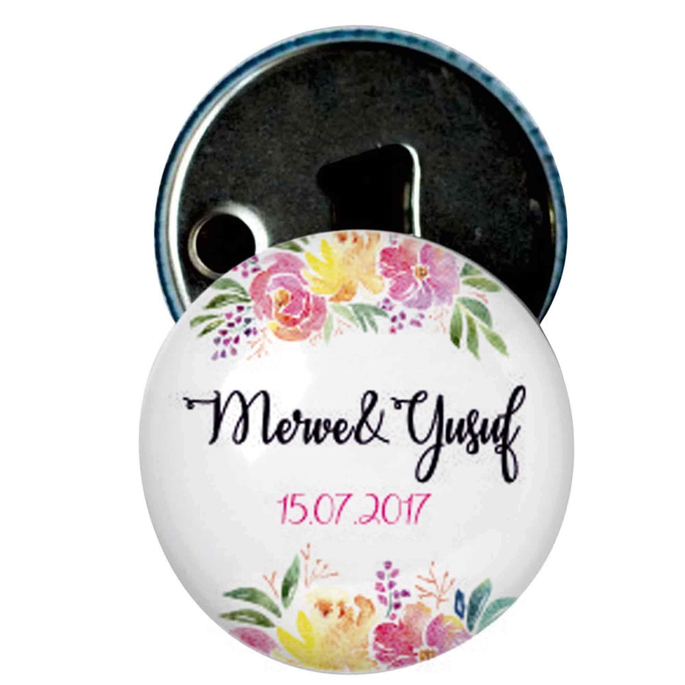 Nikah Şekeri Magnet Kapak Açacak Pembe Çiçekler