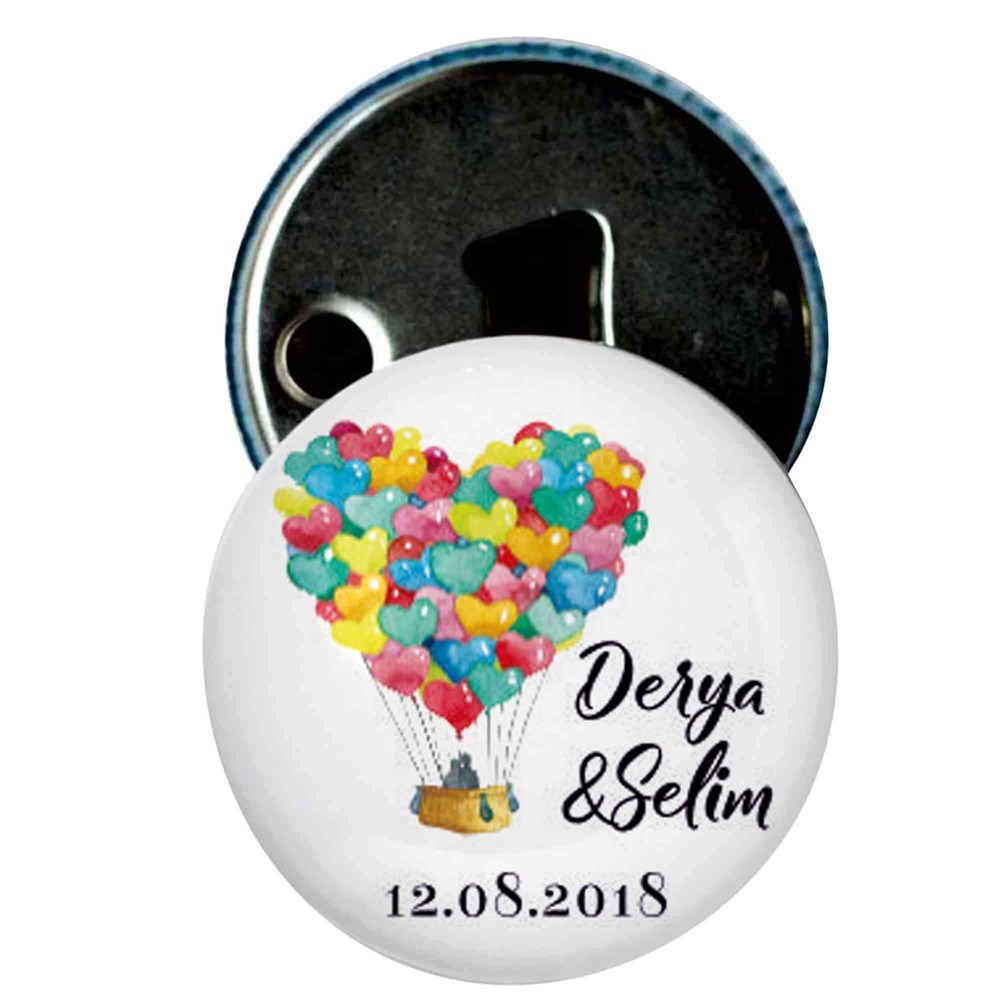 Nikah Şekeri Magnet Kapak Açacak Renkli Kalpli Uçan Balon