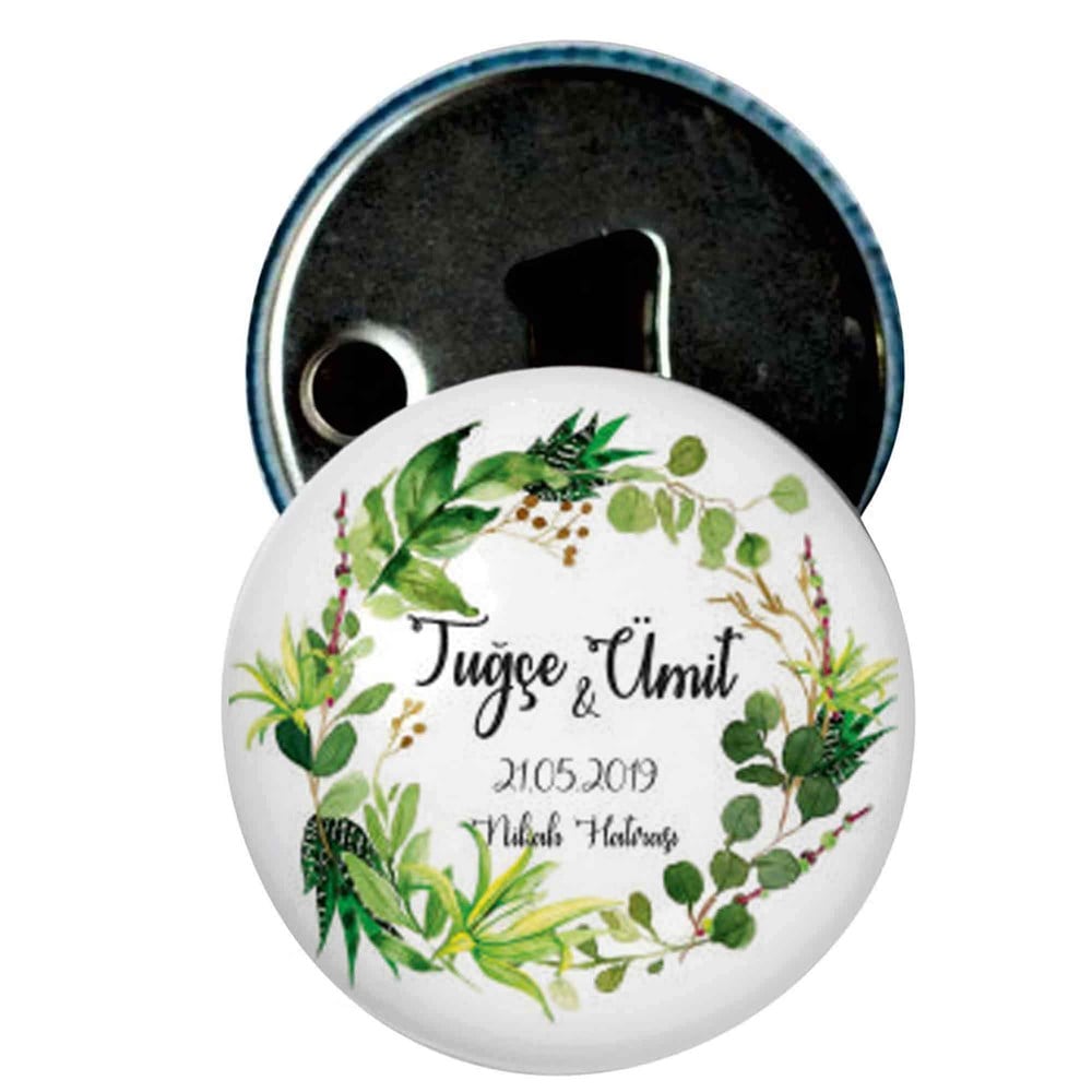 Nikah Şekeri Magnet Kapak Açacak Yeşil Çelenk