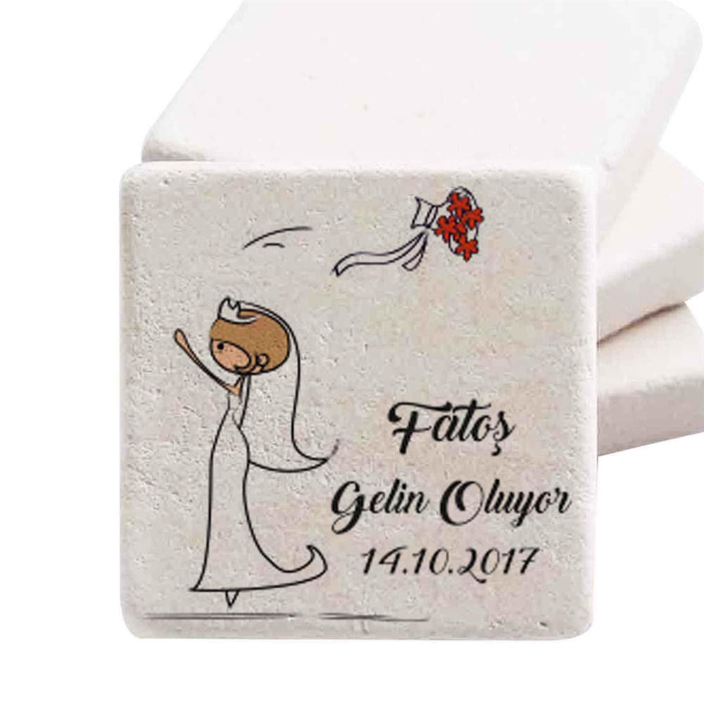 Taş Magnet Bekarlığa Veda Gecesi Kına Hediyelik Çiçek Atan Kız