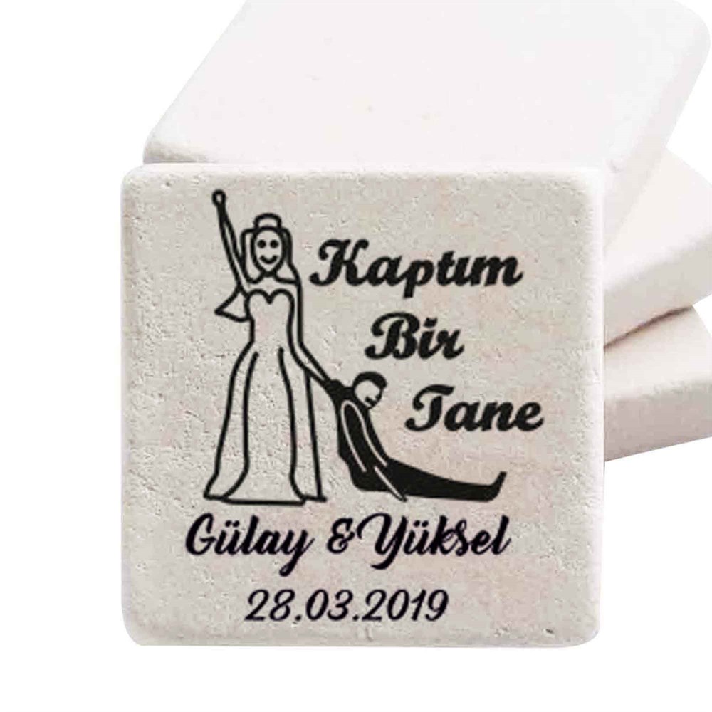 Taş Magnet Nikah Şekeri Nişan Hediyelik Kaptım Bir Tane