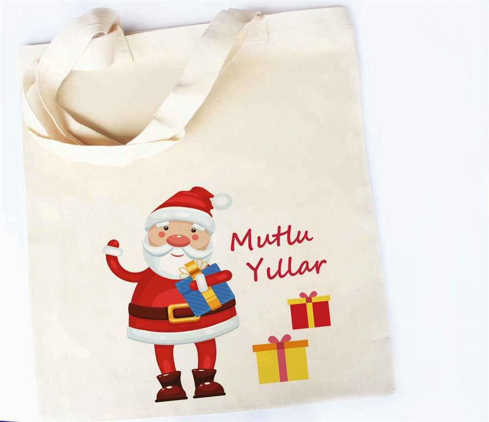 Yılbaşı Hediye Fikirleri Ham Bez Çanta Yılbaşı Hediyesi Noel Baba Jingle Bells