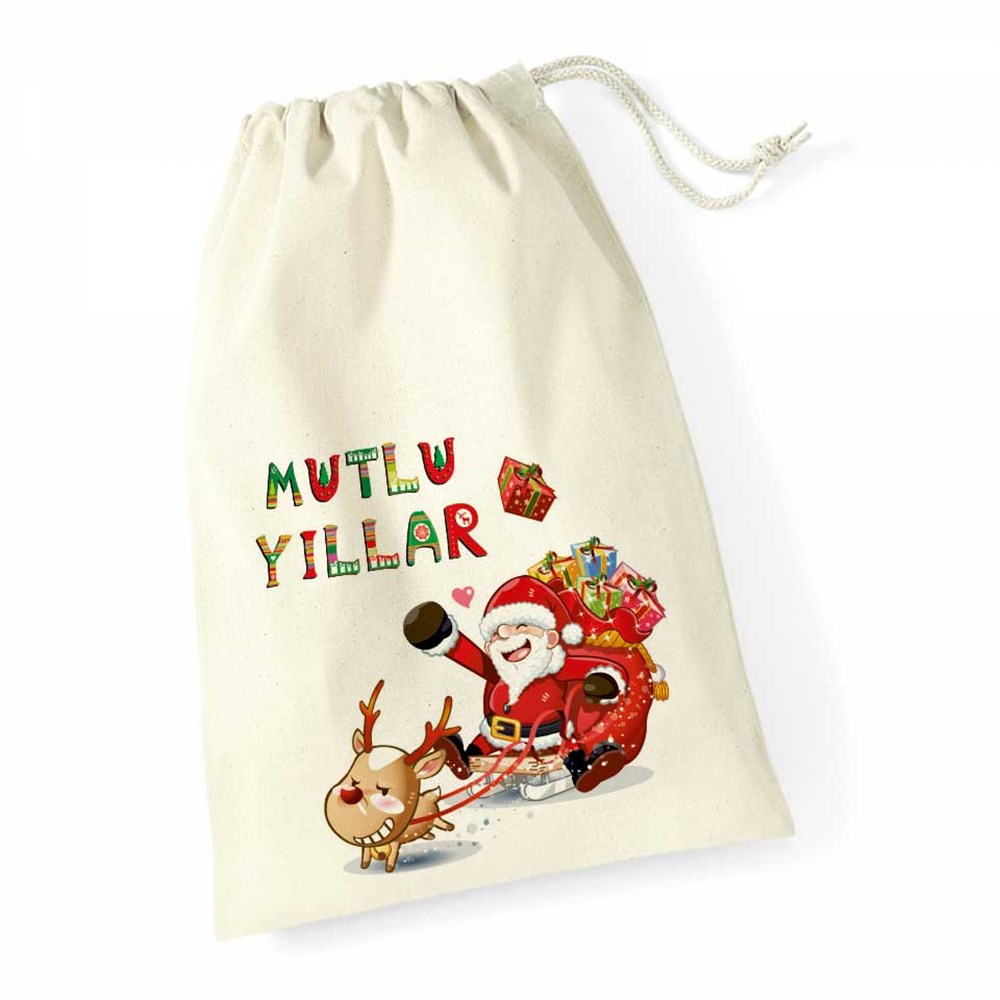 Yılbaşı Hediyesi Kesesi Büyük İpli Kese Noel Babanın Hediye Kesesi