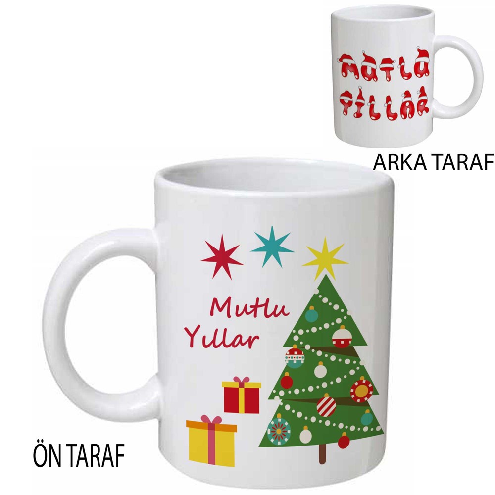 Yılbaşı Hediyesi Kupa Bardak 3 Yıldızlı Yılbaşı Ağacı