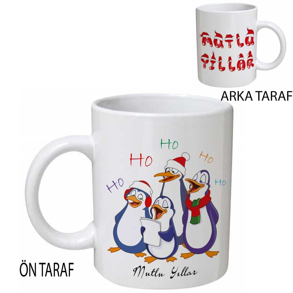 Yılbaşı Hediyesi Kupa Bardak Noel Baba Kostümlü Penguenler