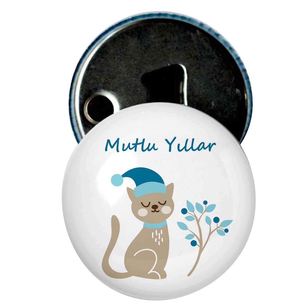 Yılbaşı Hediyesi Şişe Kapak Açacak Mutlu Yıllar Kedi