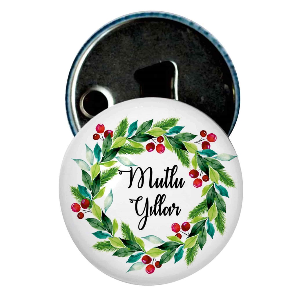 Yılbaşı Hediyesi Yılbaşı Çiçeği Kokina Çelenk Baskılı Şişe Kapak Açacak