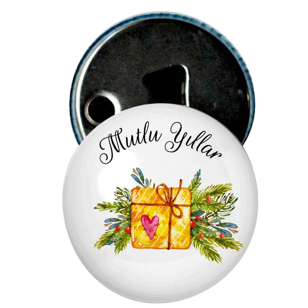 Yılbaşı Hediyesi Yılbaşı Çiçeği Kokina Çelenk Baskılı Şişe Kapak Açacak