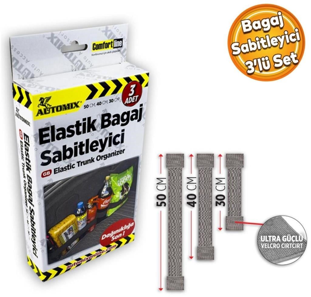 Otomobil AksesuarlarıAUTOMİXAutomix Araç Araba Otomobil Oto Elastik Bagaj Sabitleyici Sabitle Lastik Cırt Cırtlı