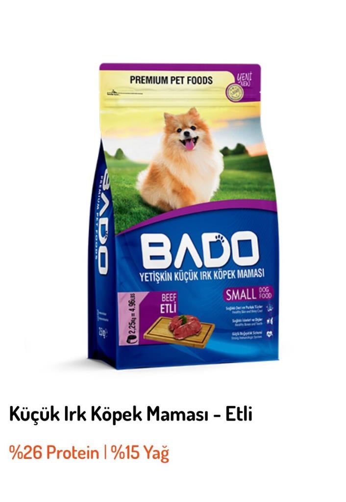 Köpek MamasıBadoBado Küçük Irk Sığır Etli Yetişkin Köpek Maması 2.25 KG