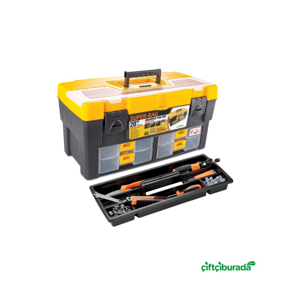 Alet Setleri & ÇantalarıSUPER-BAGASR-2055 20 İnç Çekmeceli Plastik Takım Çantası 520x260x250 mm