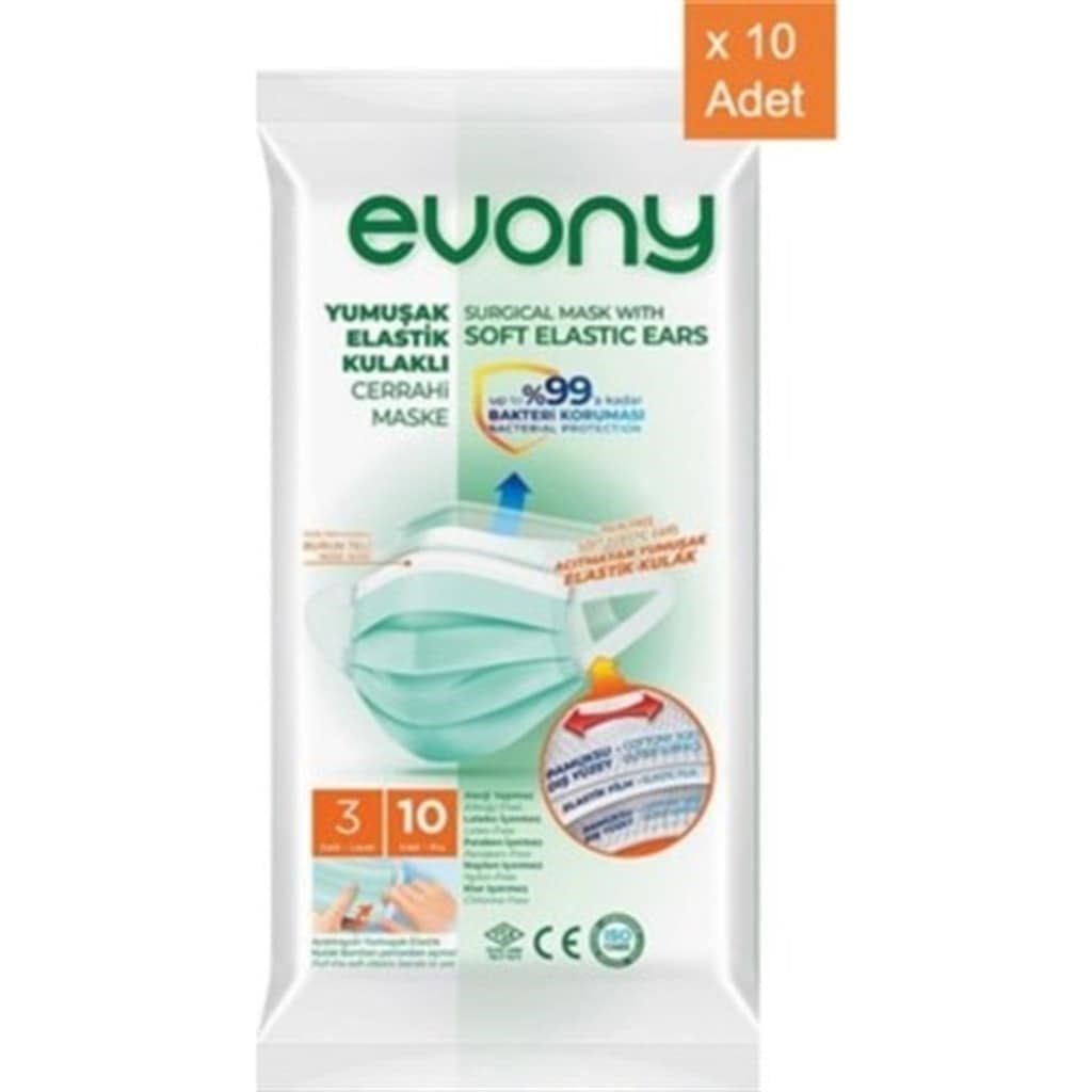 Ev GereçleriEvonyEvony Cerrahi Maske 10 Lu 1 Paket