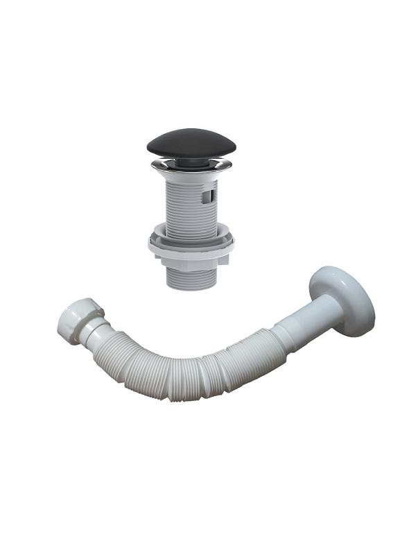 İnşaat Malzemeleriİzyapıİzyapı Click Clack Taşma Deliksiz Siyah Başlık + Körüklü Gider Borusu