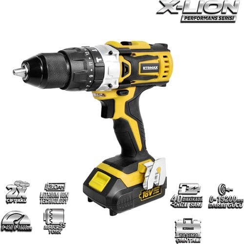 Matkap ÇeşitleriRtrmaxRtrmax Rtx1816 Set Akülü Darbeli Matkap 2Ahx2