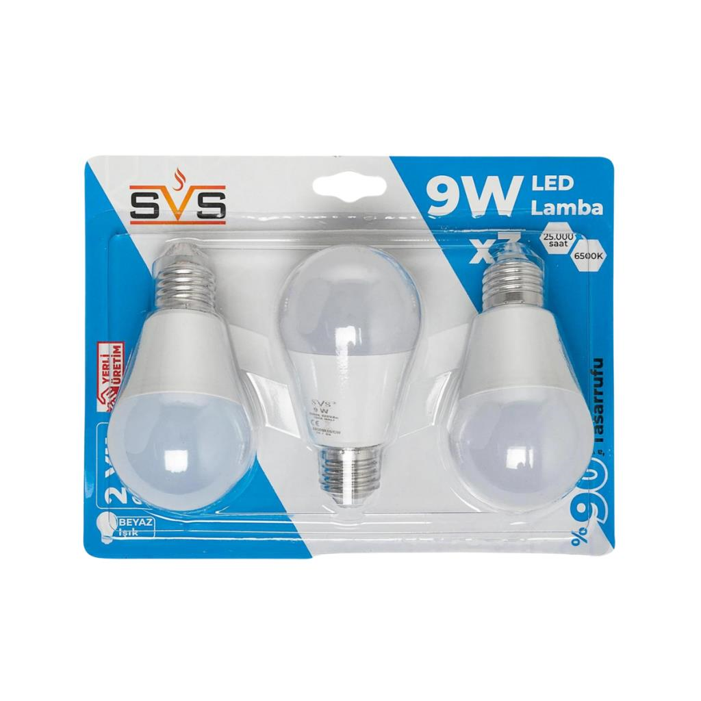 Aydınlatma ÜrünleriSvsSVS 9W E27 Blister Lamba 3'lü 6500K