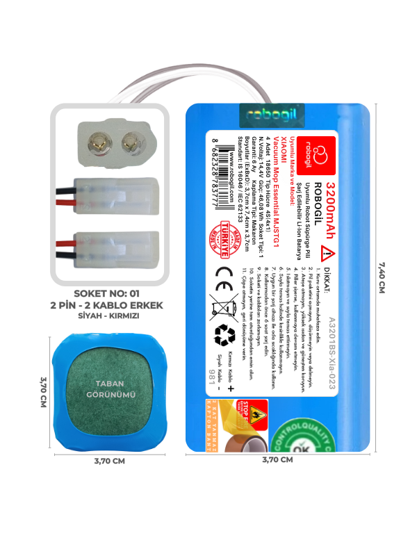 Xiaomi Vacuum Mop Essential MJSTG1 3200mAh Uyumlu Robot Süpürge Pili A3201BS-Xia-023