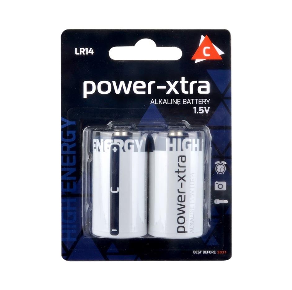 Power-Xtra LR14/C Size Alkaline Pil - 2li Blister