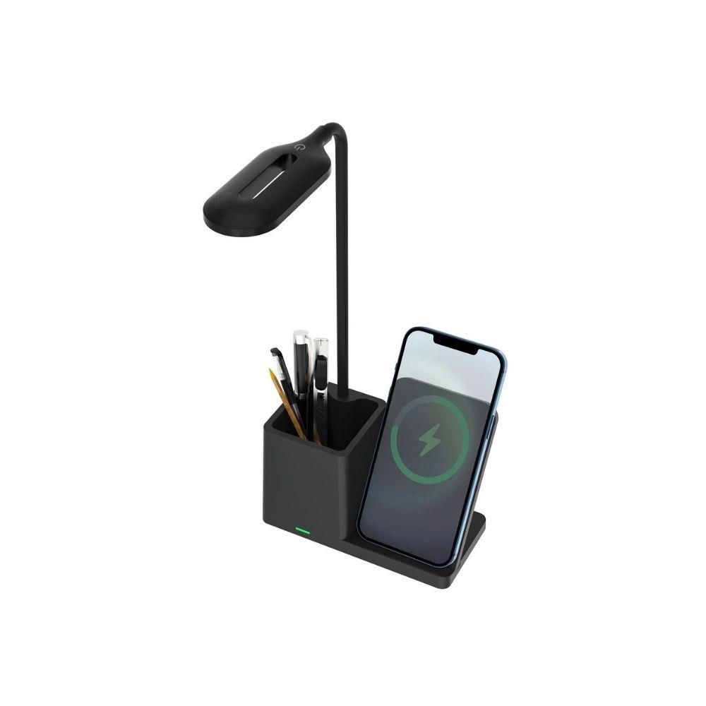 S-link SL-M9054 TypeC 15W Kablosuz Şarj Cihazı Kalemlikli Masa Lambası (Siyah)