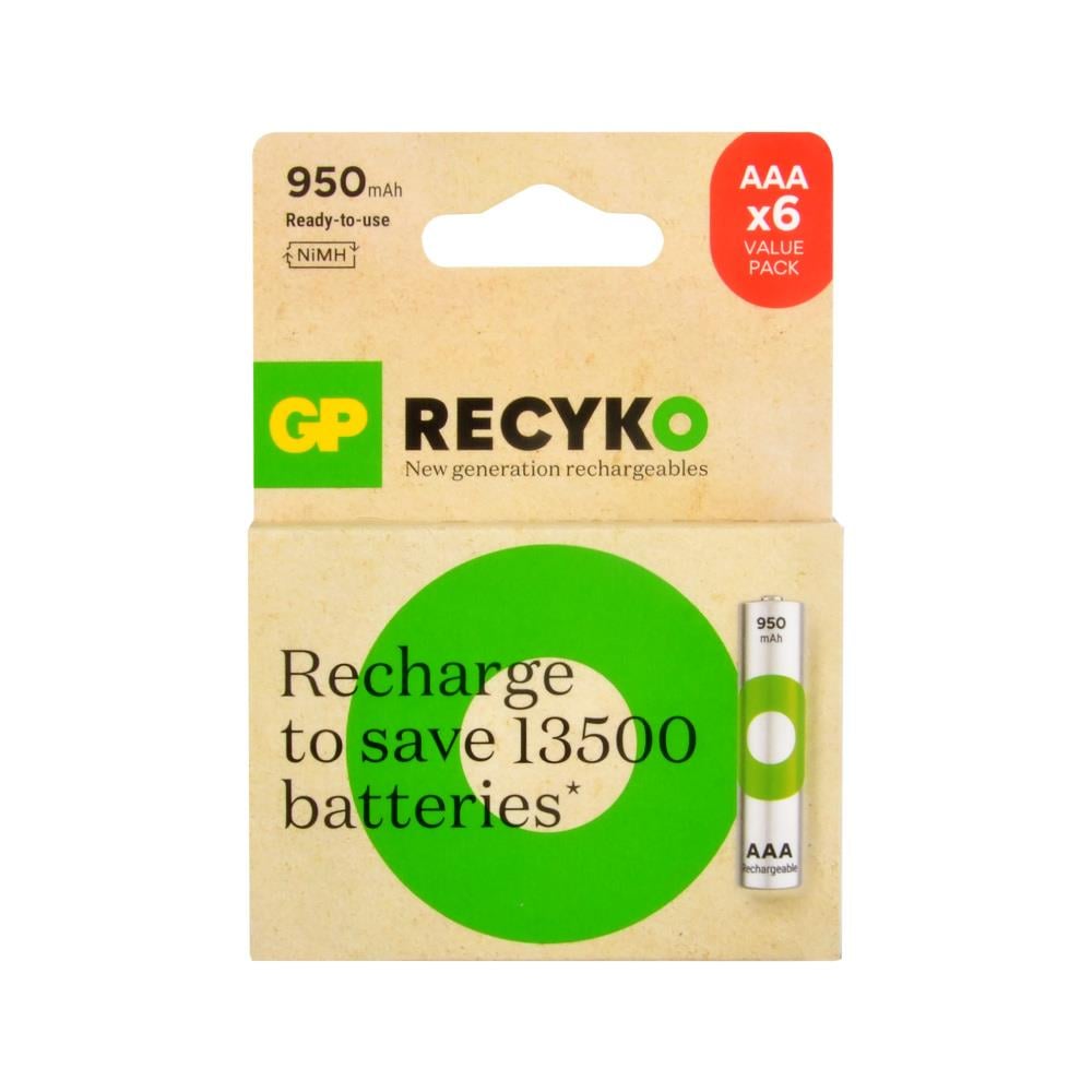GP ReCyko 1000 Series 950 mAh AAA  İnce Kalem 4+2 Şarjlı Pil
