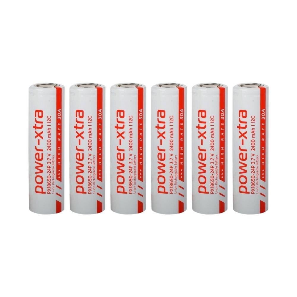 Power-Xtra PX18650-24P - 3.7V 2400 Mah Li-ion Şarjlı Pil - 12C - 30A  6 Lı Paket