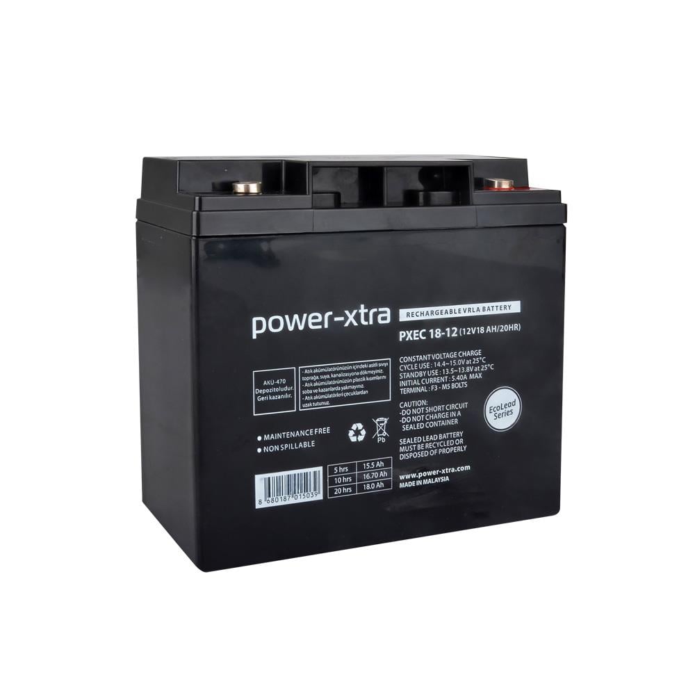 Power-Xtra EcoLead Series - PXEC18-12 - 12V 18 Ah Kuru Akü - F3 - (M5 Bolts)