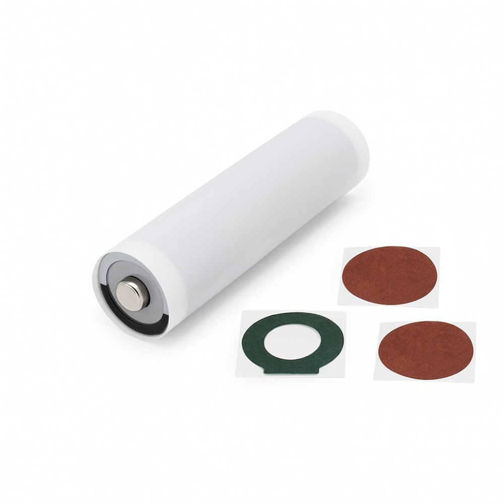 1S/P Dik x 18650 Pil Shrink Beyaz + Kapak + (+) Kutup Emniyet Oringi  (5 Set)