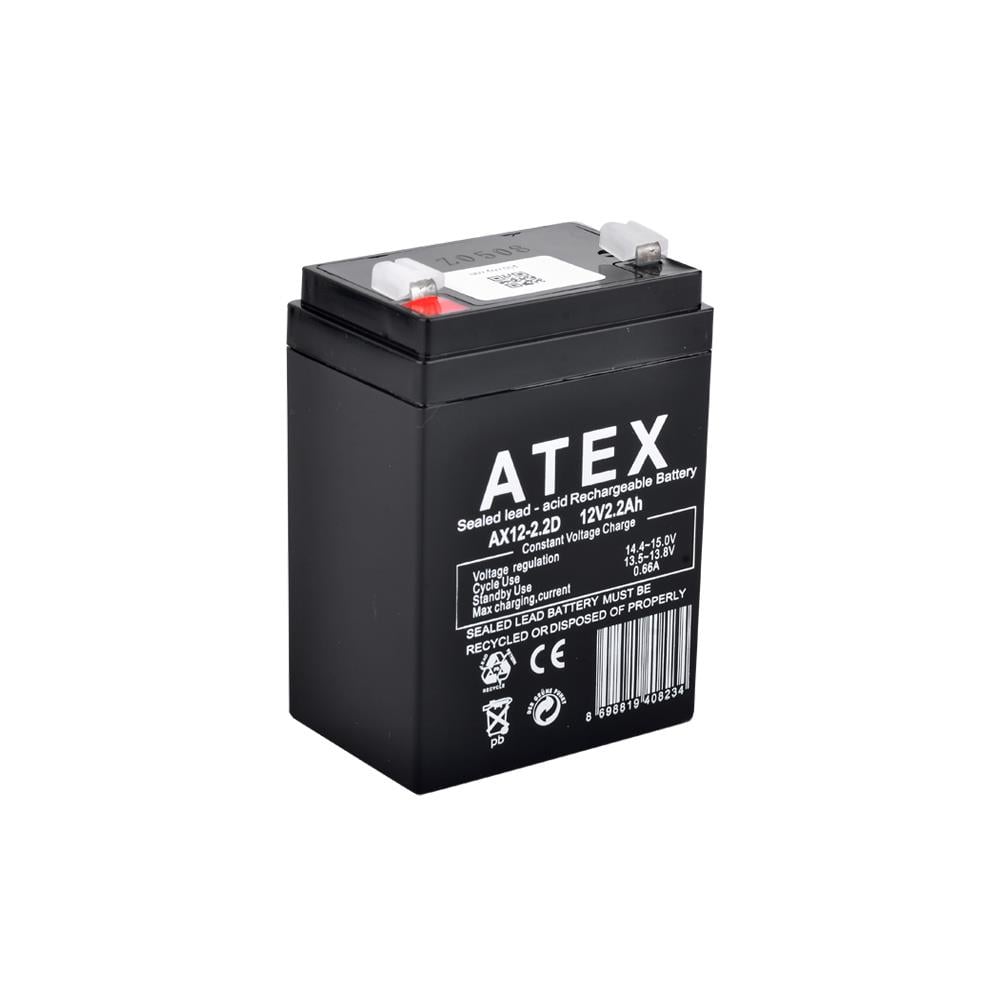 Atex AX12-2.2 12V 2.2 Ah Bakımsız Kuru Akü (Dik)