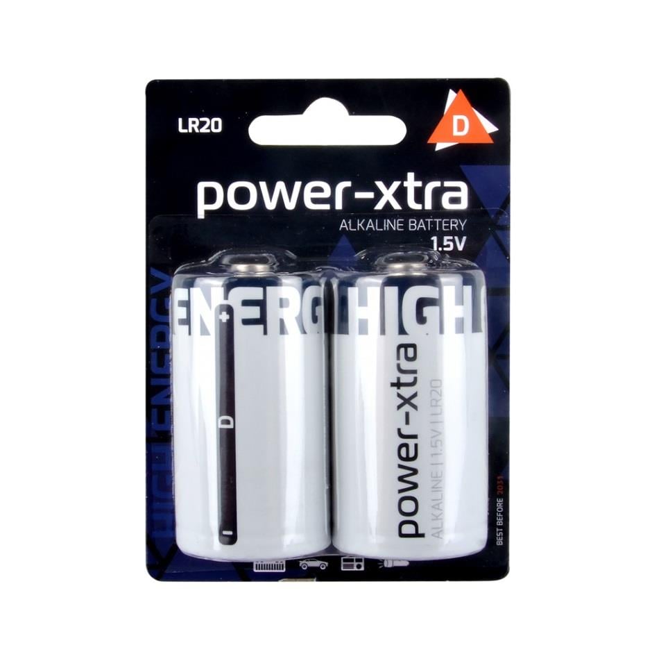 Power-Xtra LR20/D Size Alkaline Pil - 2li Blister